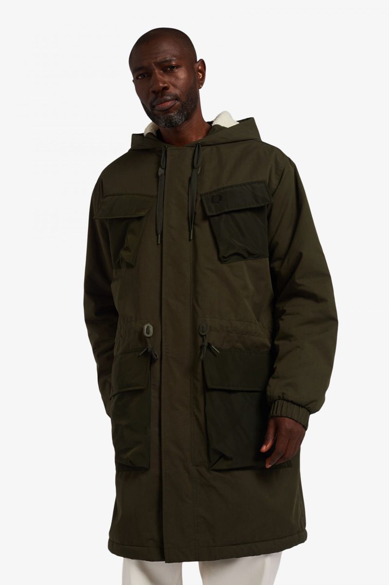 Men\'s Fred Perry Utility Pocket Parka Jackets Green | 7834069-HI