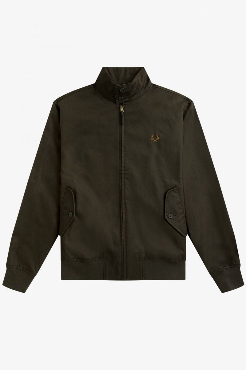 Men's Fred Perry Waxed Cotton Harrington Jackets Green | 3589761-HT