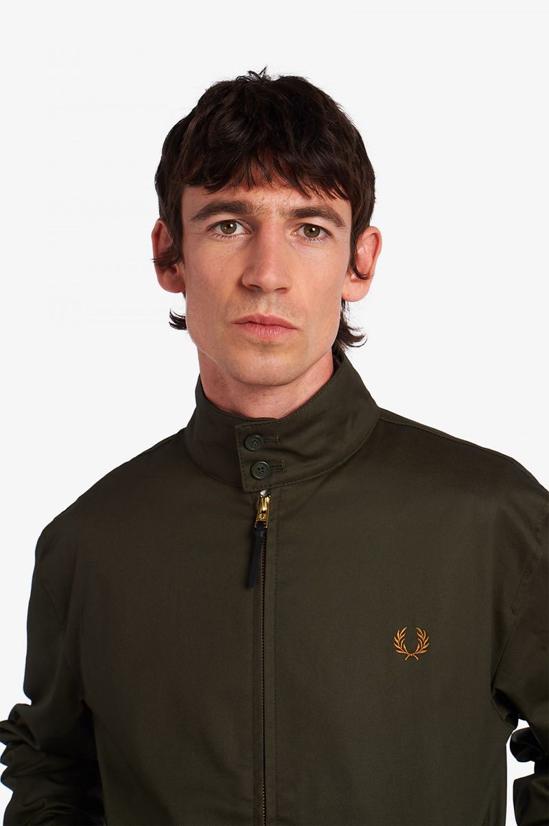 Men's Fred Perry Waxed Cotton Harrington Jackets Green | 3589761-HT