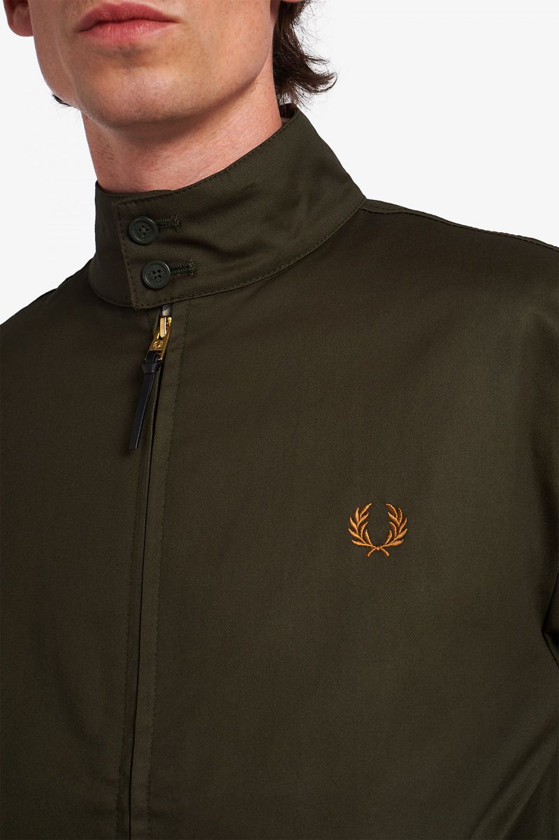 Men's Fred Perry Waxed Cotton Harrington Jackets Green | 3589761-HT