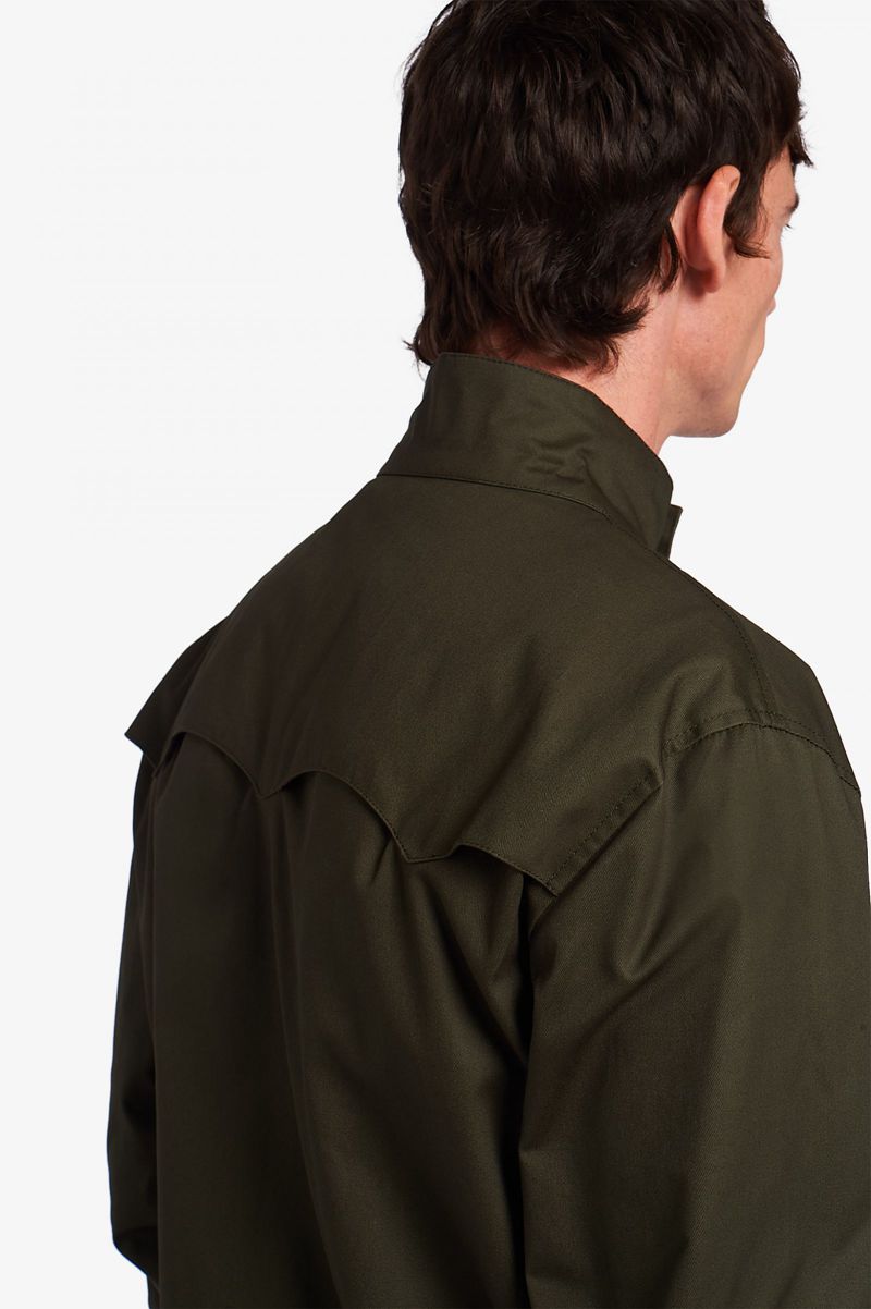 Men's Fred Perry Waxed Cotton Harrington Jackets Green | 3589761-HT