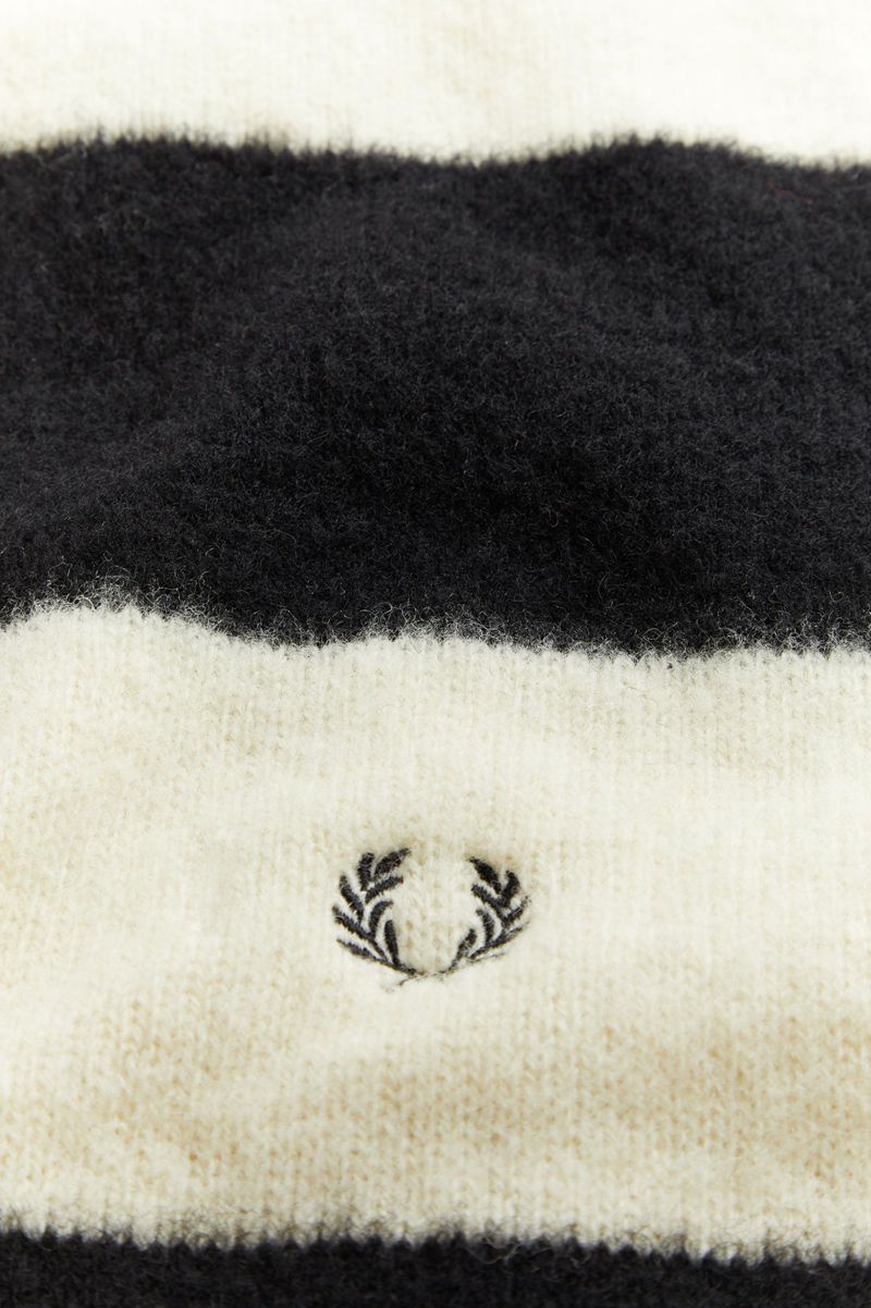 Men's Fred Perry Wool Striped Scarf White | 1379562-PA