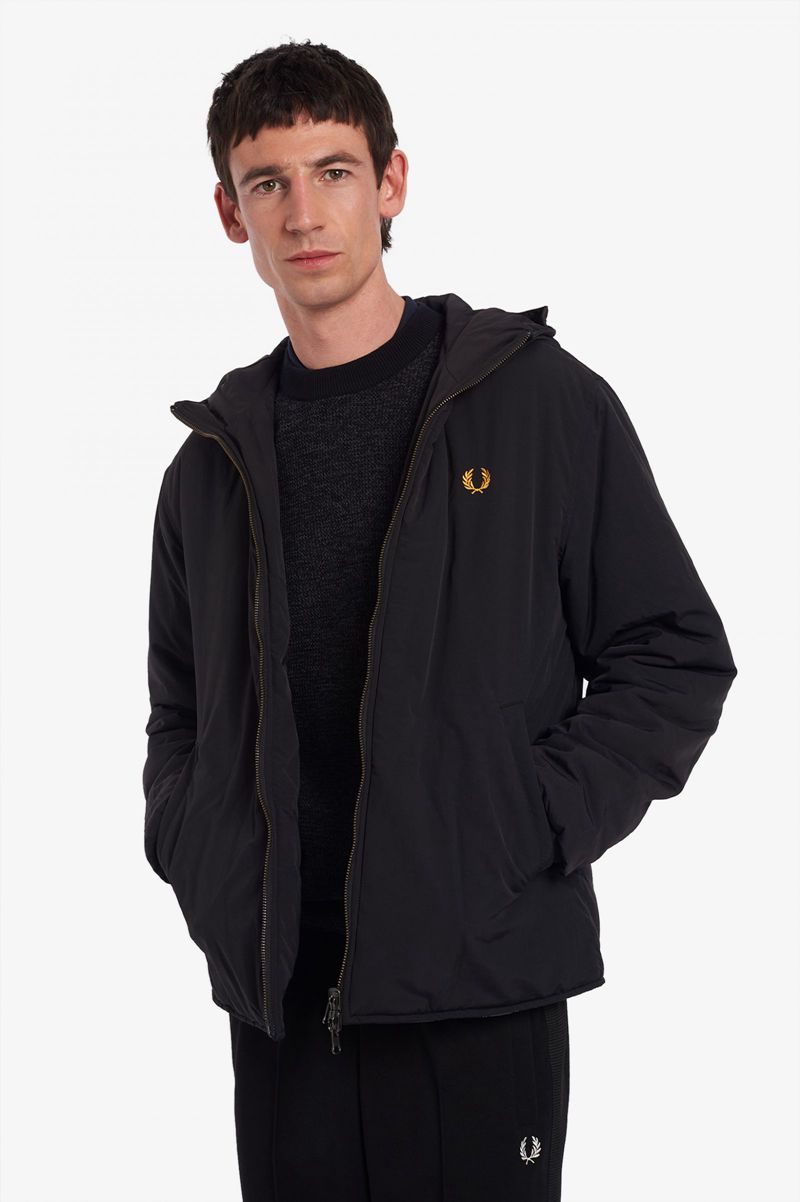 Men's Fred Perry Zip-In Liner Parka Jackets Black | 6587290-RM