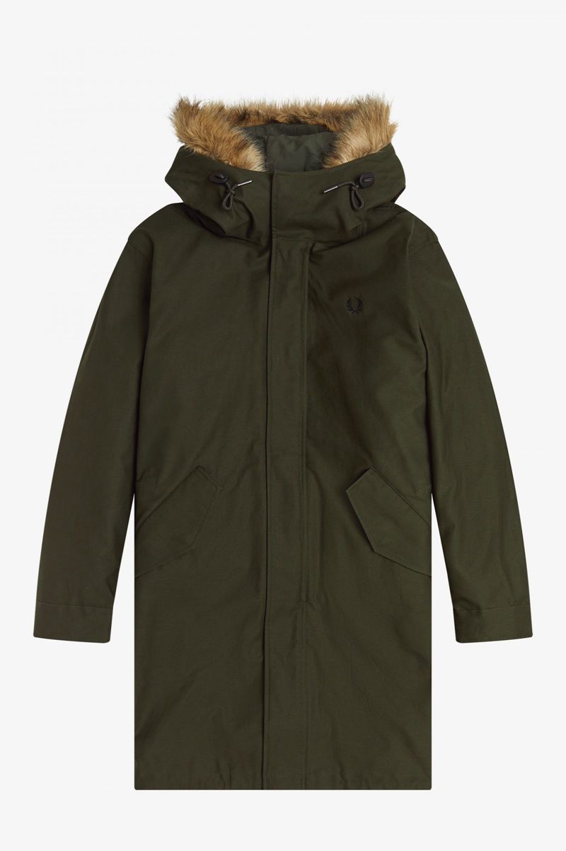 Men's Fred Perry Zip-In Liner Parka Jackets Green | 7823195-ZH