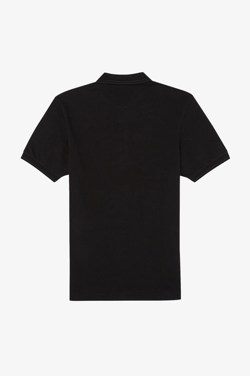 Men's Fred Perry Zip Neck Polo Shirts Black | 9740512-RP