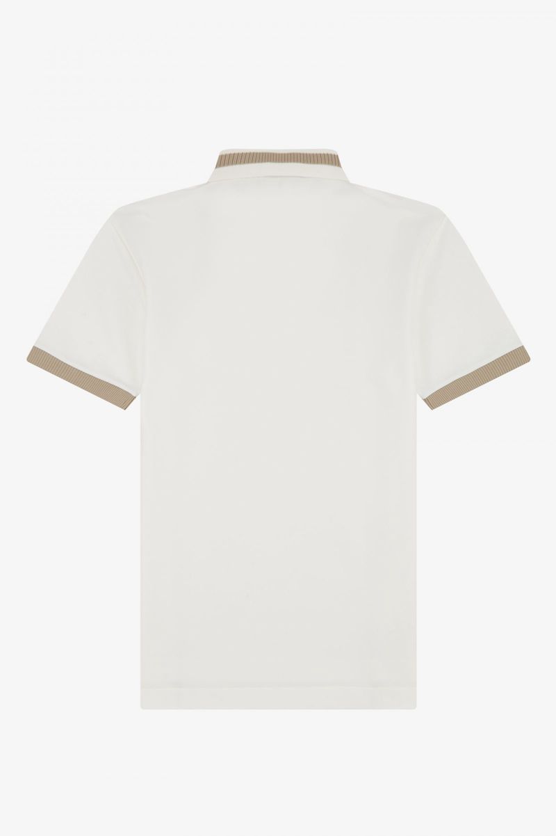 Men's Fred Perry Zip Neck Polo Shirts White | 2318495-NV