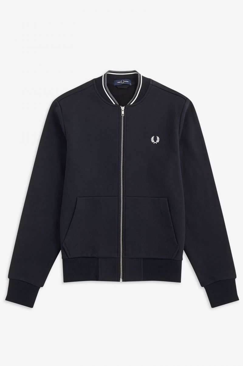 Men's Fred Perry Zip Through Sweatshirts Black | 2017569-AE