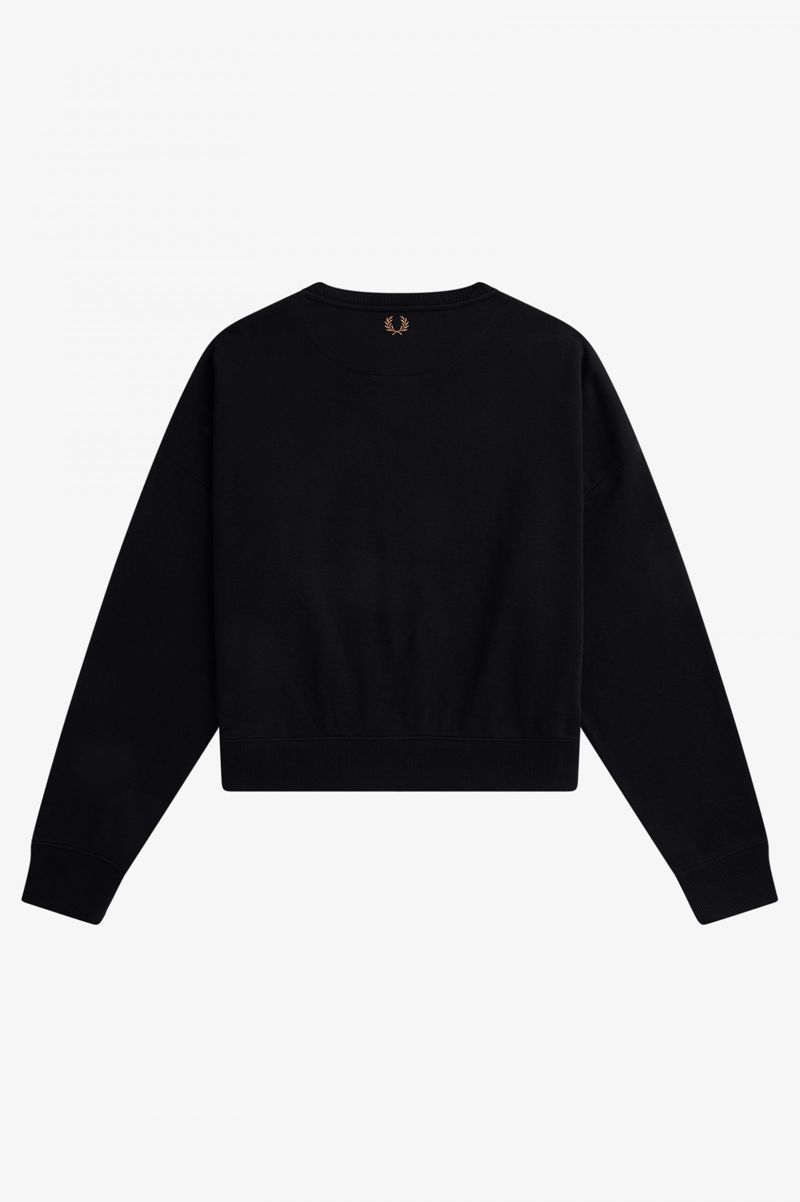 Women's Fred Perry Arch Branded Sweatshirts Black | 0547938-MJ