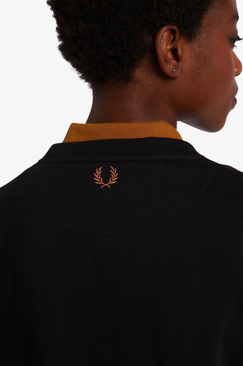 Women's Fred Perry Arch Branded Sweatshirts Black | 0547938-MJ