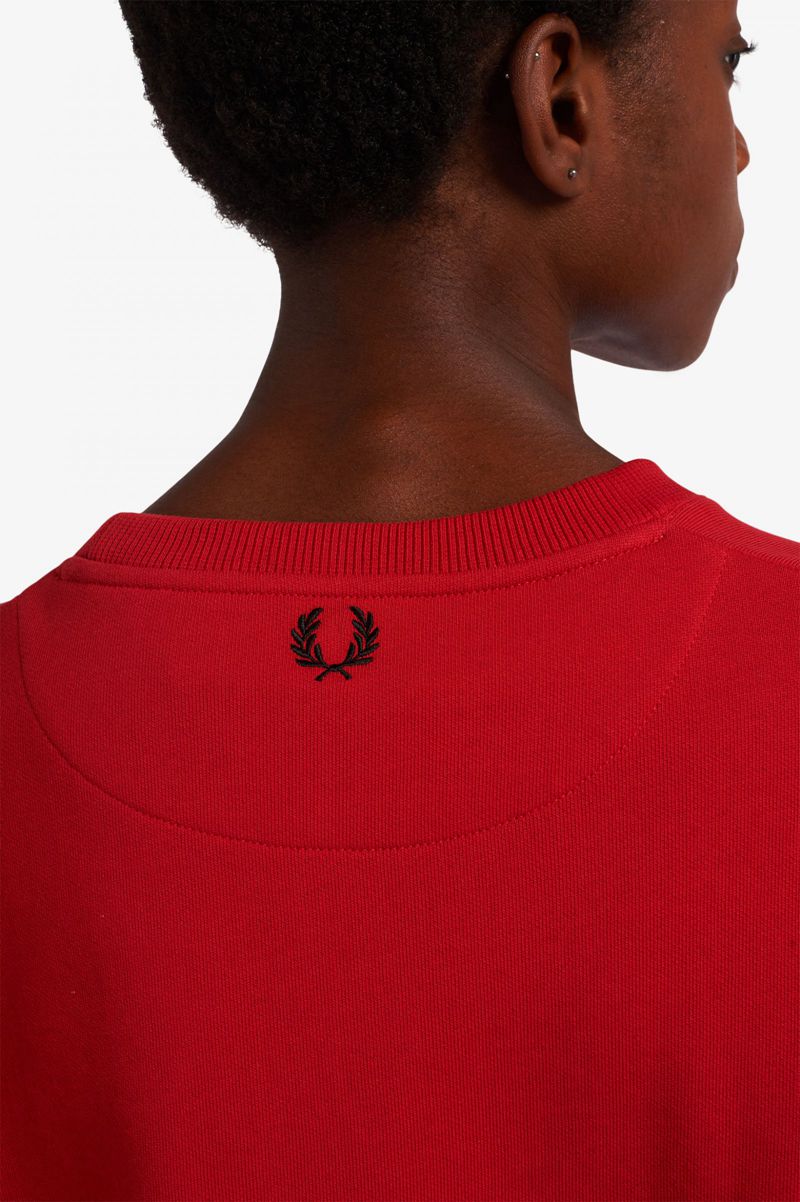 Women's Fred Perry Arch Branded Sweatshirts Black | 6438507-UT