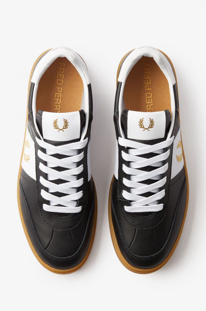 Women's Fred Perry B400 Shoes Black | 6973852-WR