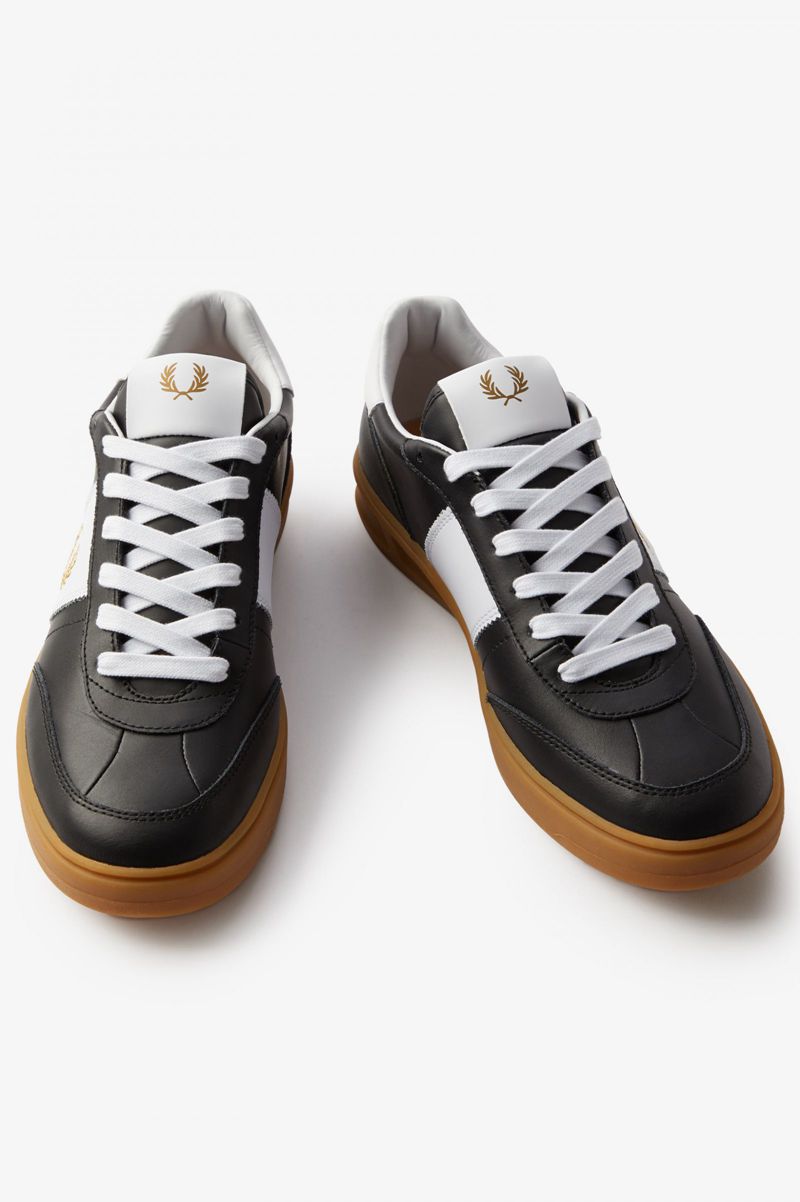 Women's Fred Perry B400 Shoes Black | 6973852-WR