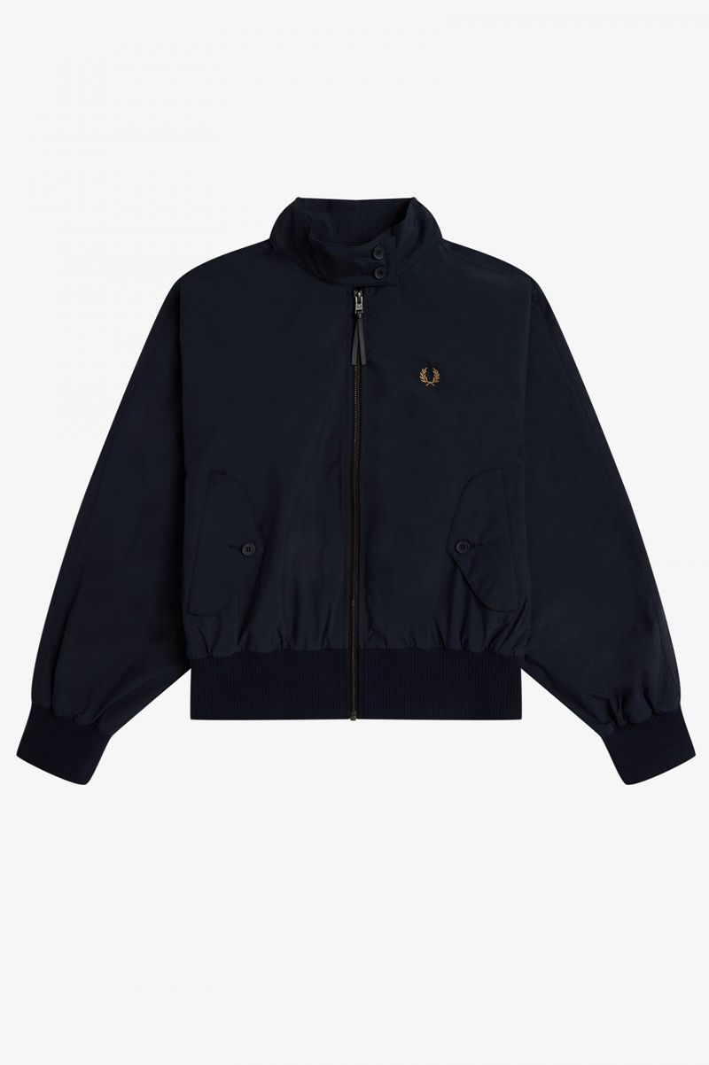 Women's Fred Perry Batwing Harrington Jackets Navy | 2371046-EA