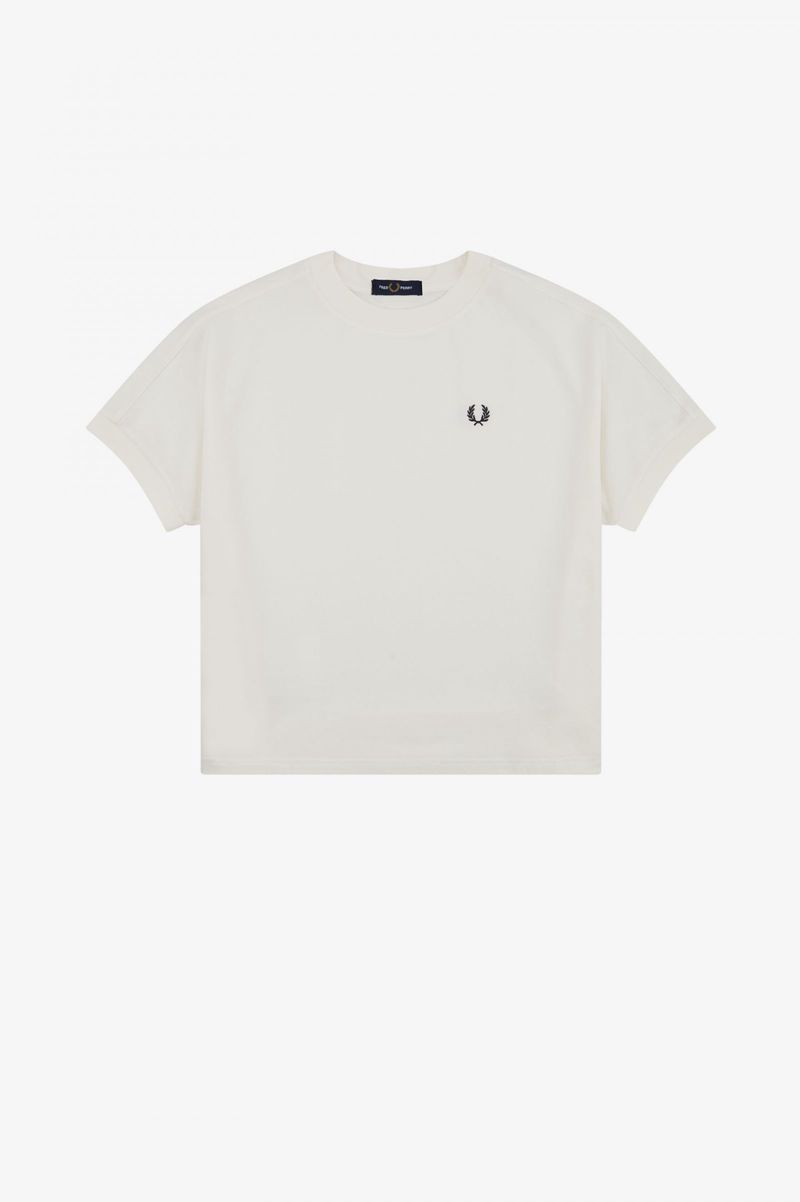 Women's Fred Perry Boxy Piqué T-Shirts White | 4037198-BF