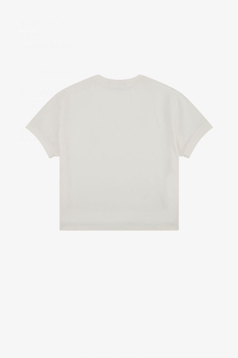 Women's Fred Perry Boxy Piqué T-Shirts White | 4037198-BF