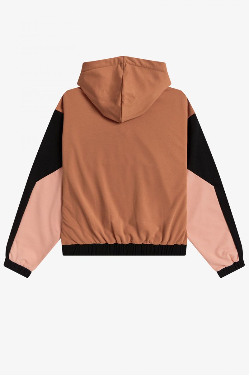 Women's Fred Perry Colour Block Hooded Sweatshirts Bronze | 1905672-PH