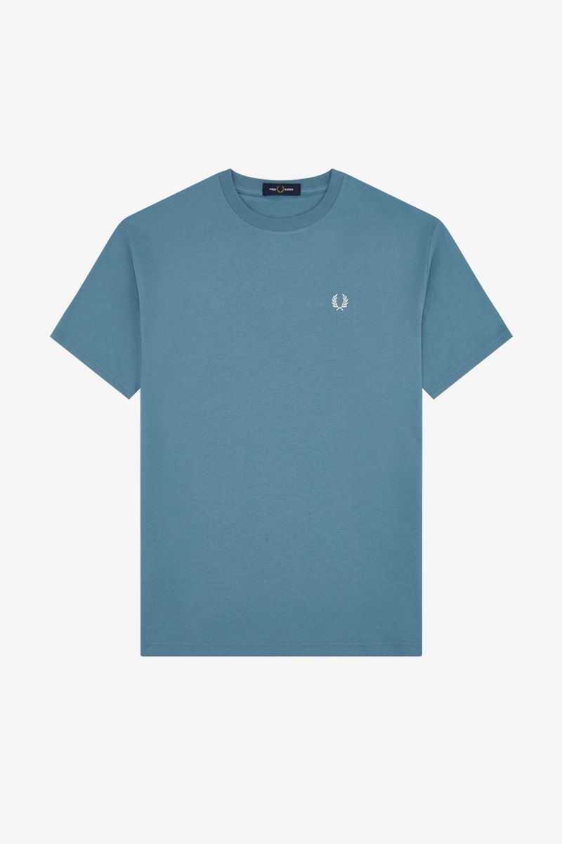 Women's Fred Perry Crew Neck T-Shirts Grey Blue | 9631548-SU