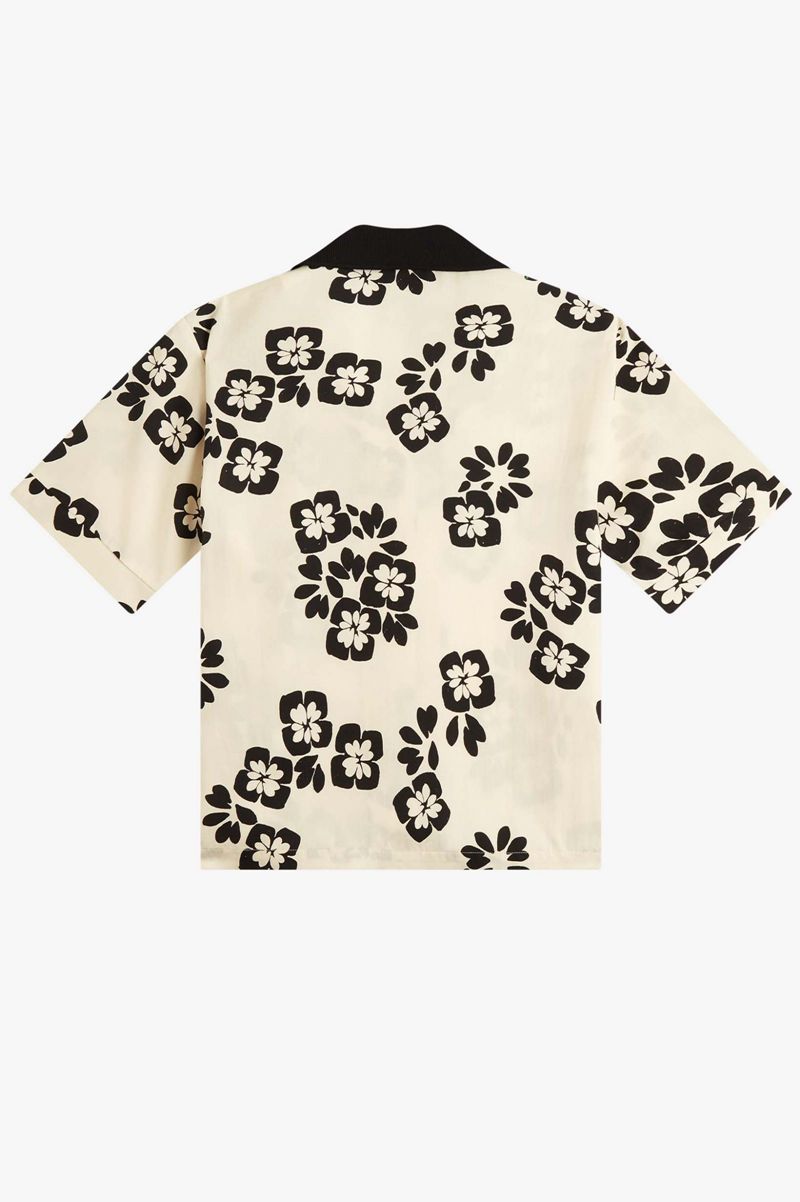 Women's Fred Perry Floral Print Shirts White | 5103986-HC