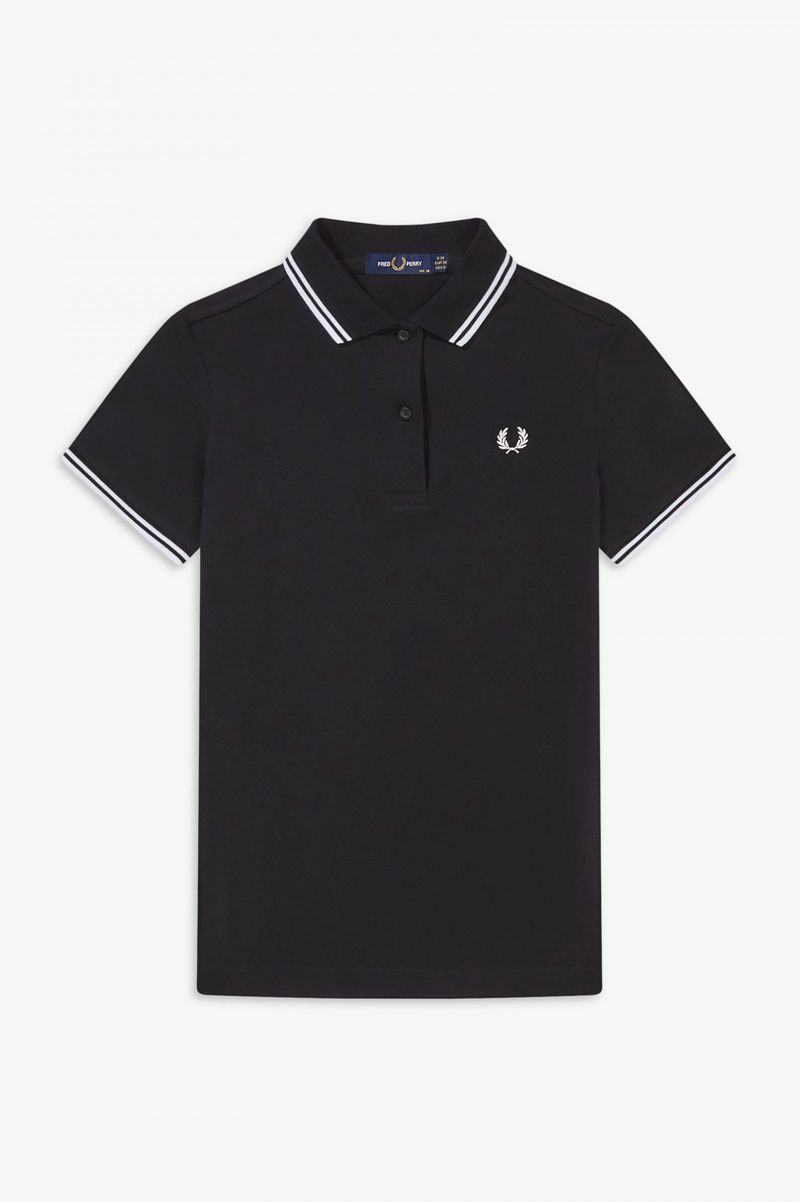 Women's Fred Perry G3600 Polo Shirts Black | 4257630-YD