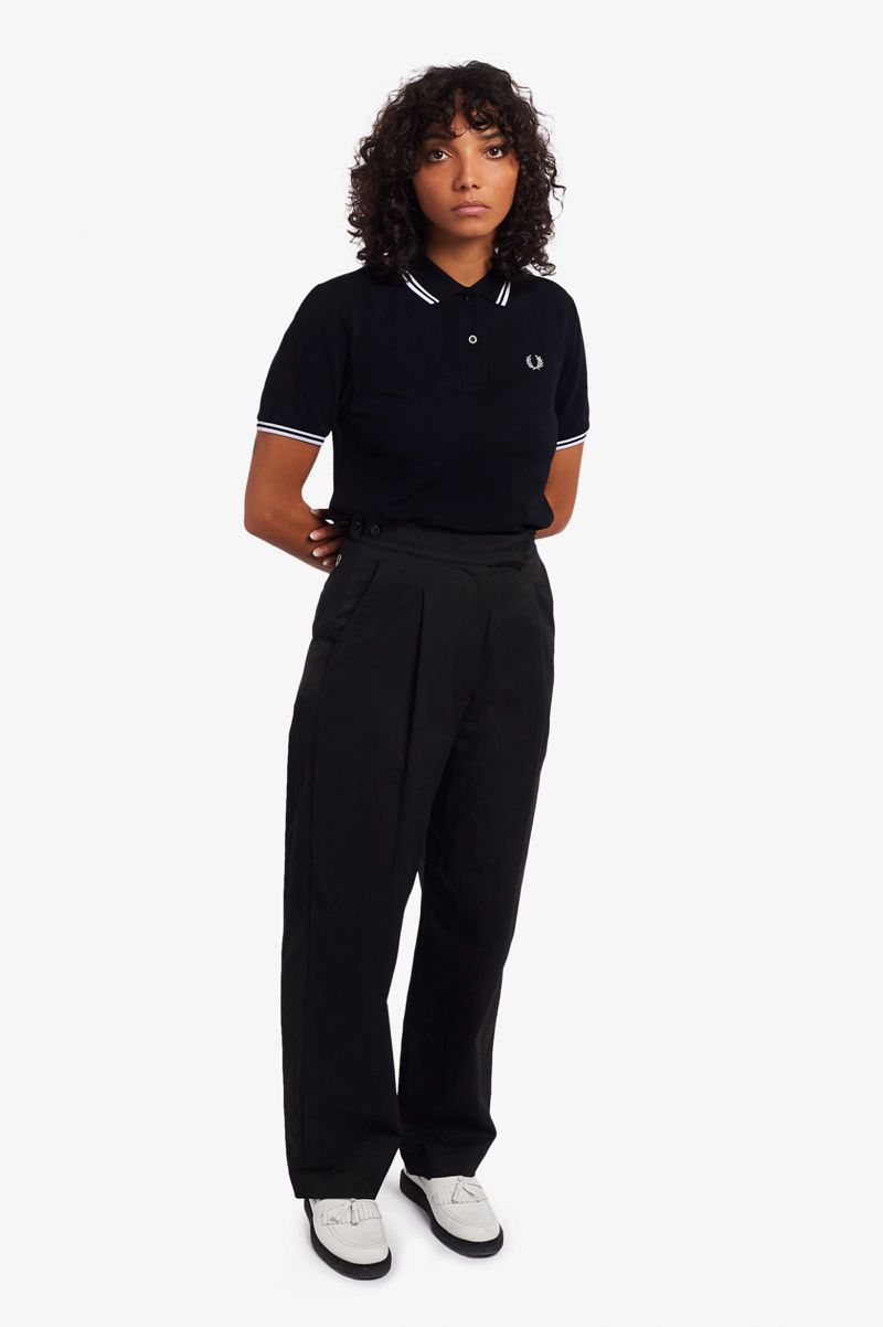 Women's Fred Perry G3600 Polo Shirts Black | 4257630-YD