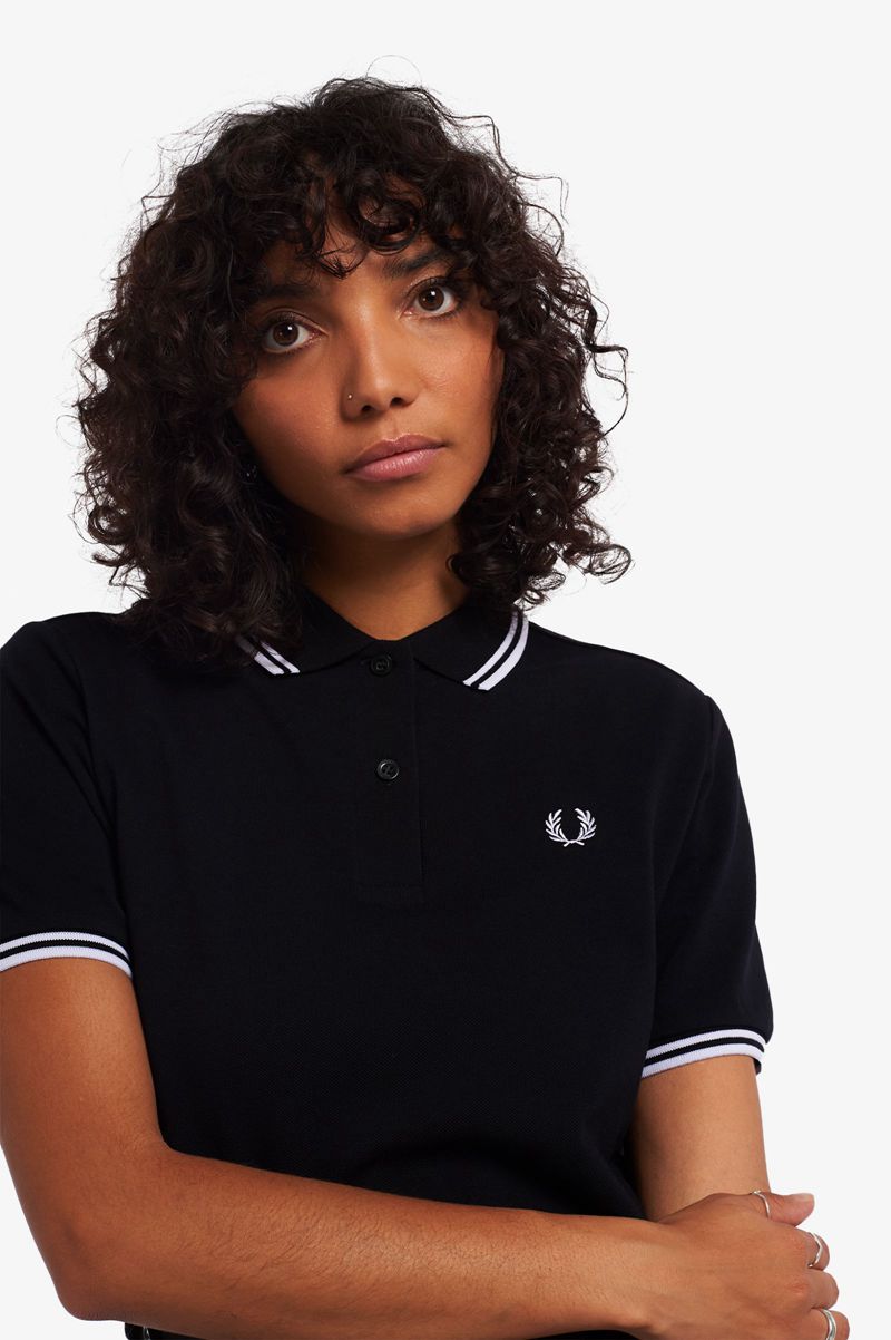 Women's Fred Perry G3600 Polo Shirts Black | 4257630-YD