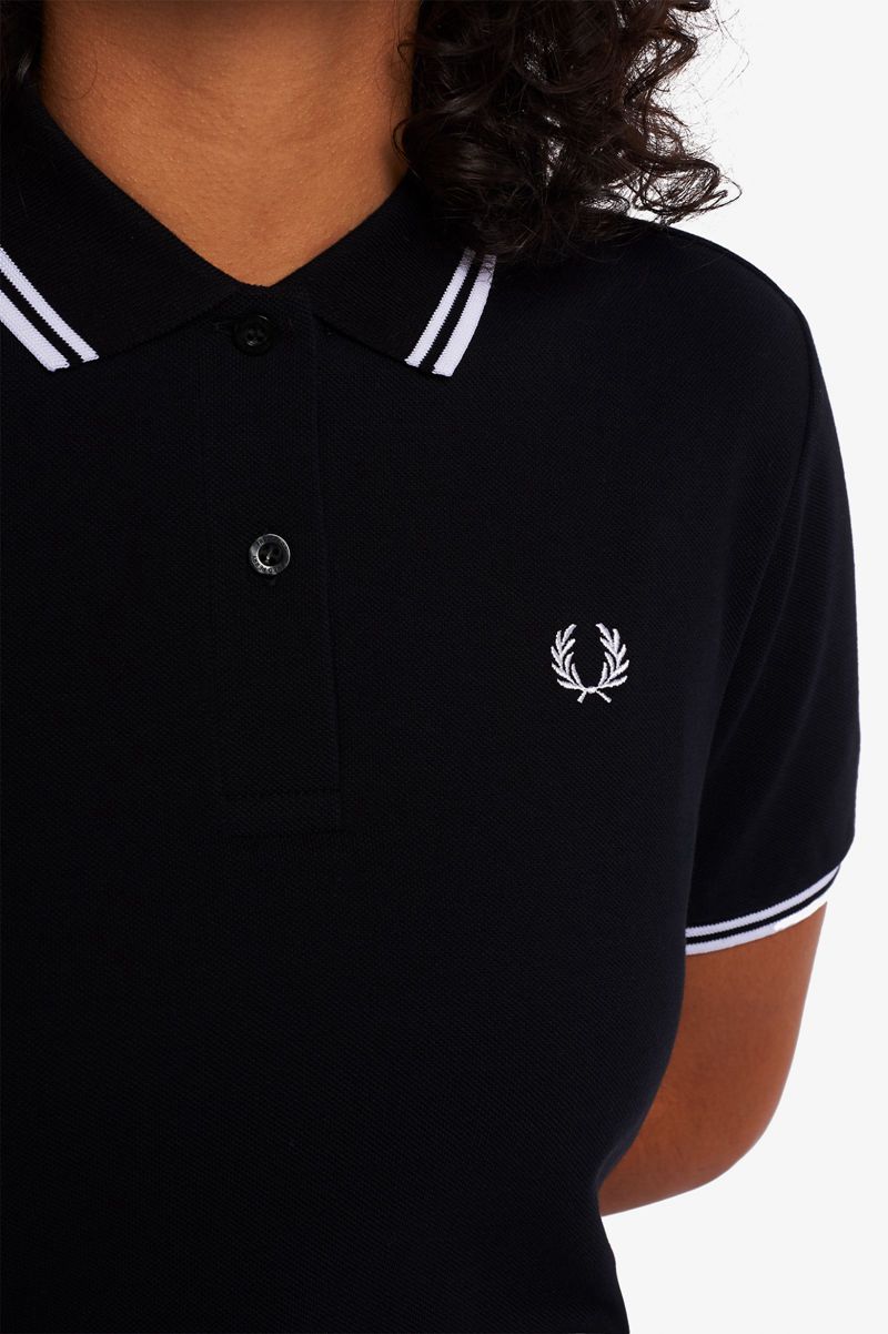 Women's Fred Perry G3600 Polo Shirts Black | 4257630-YD