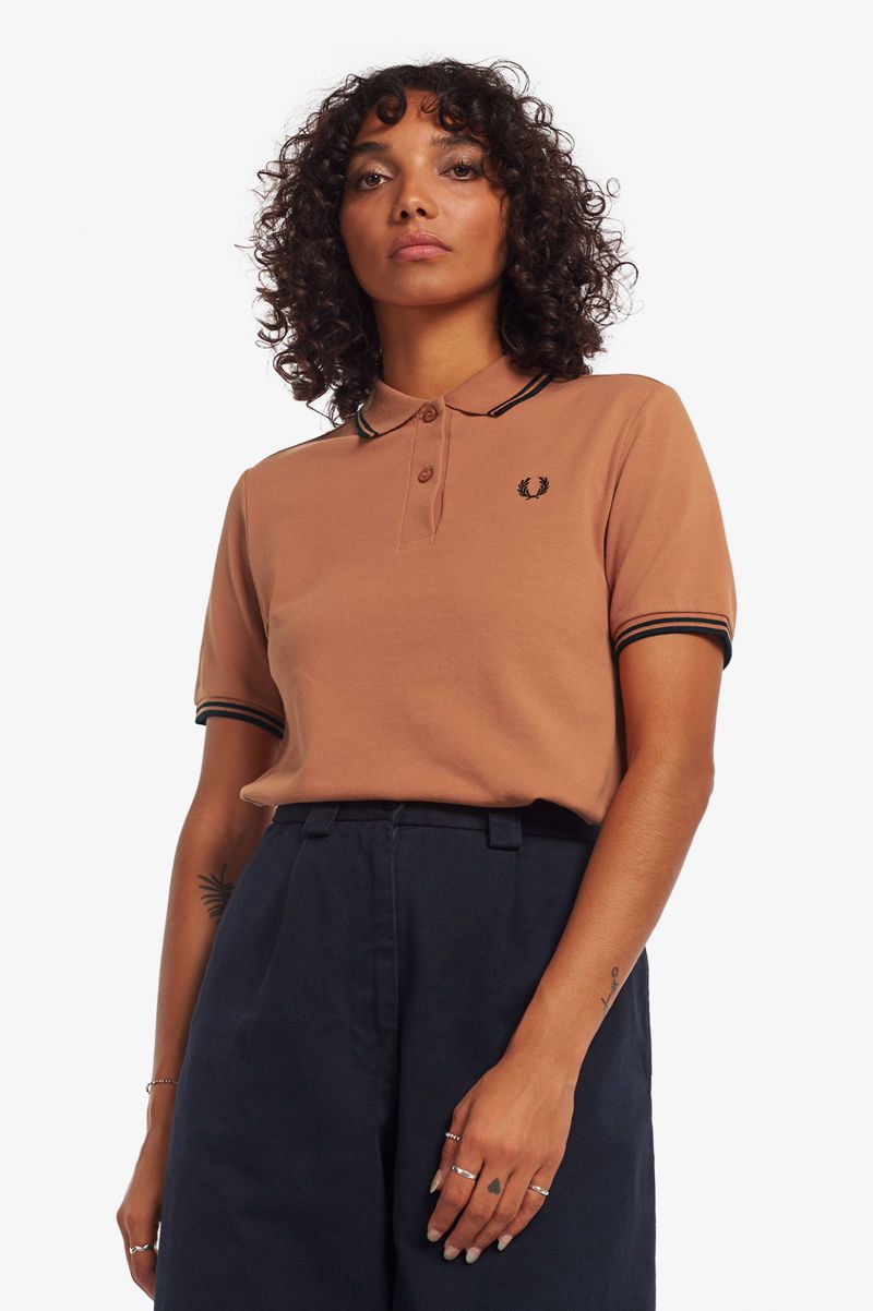 Women's Fred Perry G3600 Polo Shirts Bronze | 0268471-BL