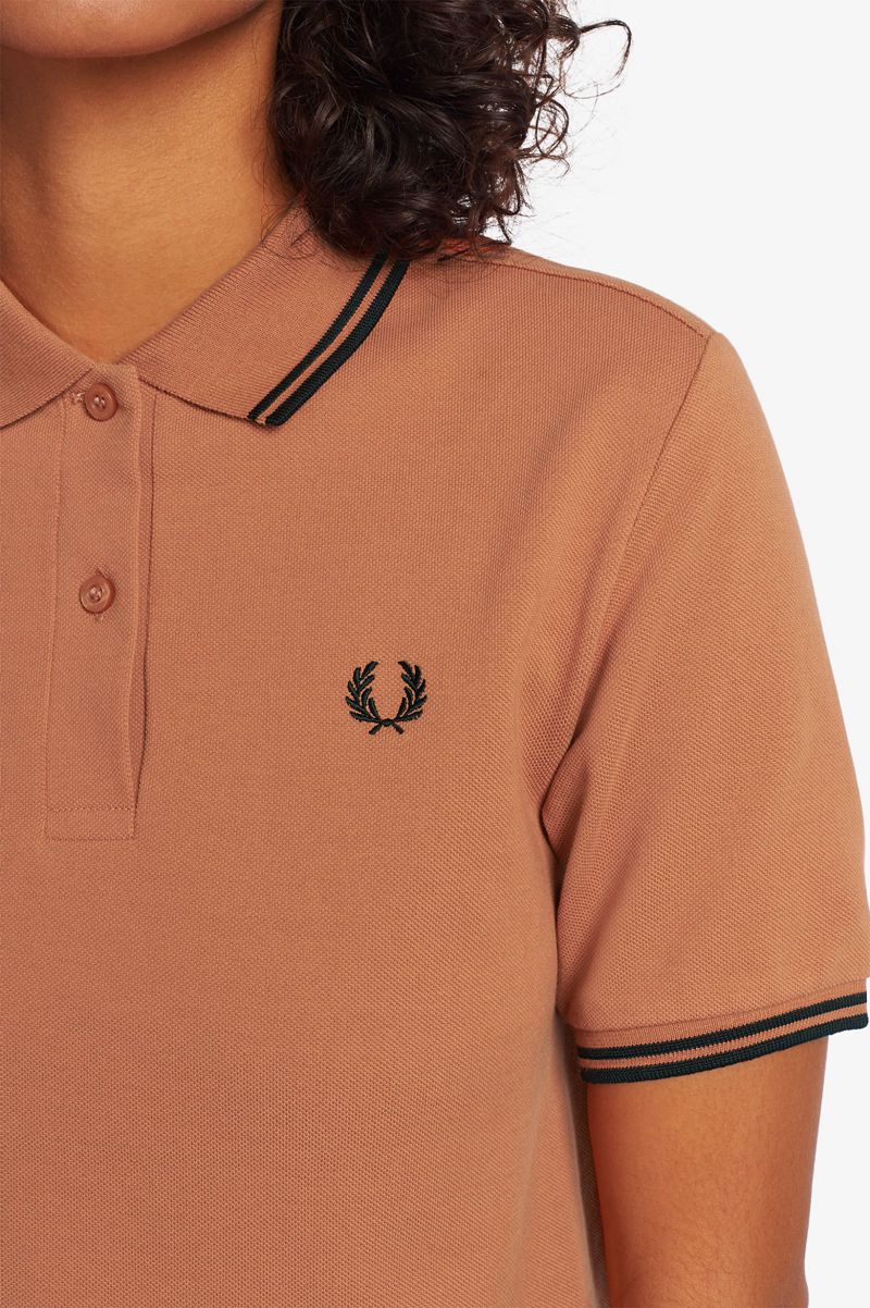 Women's Fred Perry G3600 Polo Shirts Bronze | 0268471-BL