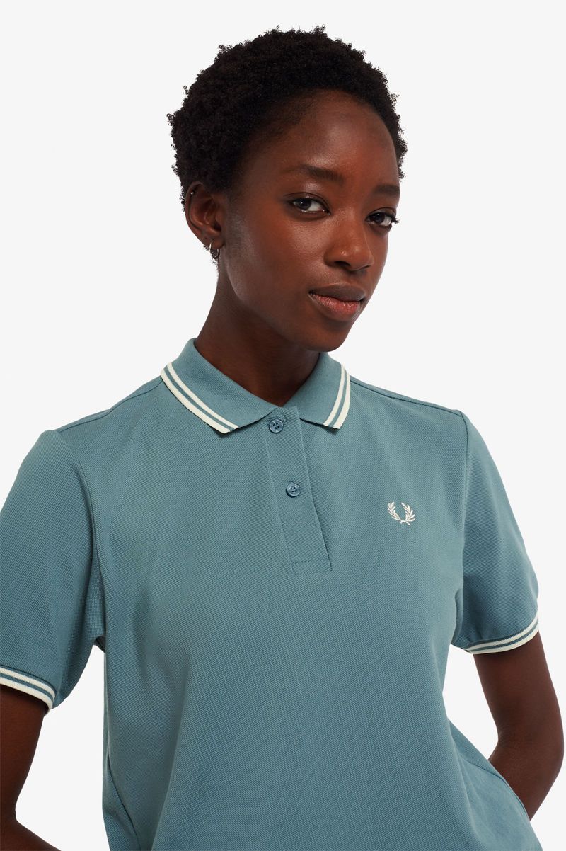 Women's Fred Perry G3600 Polo Shirts Grey Blue | 9204386-GV