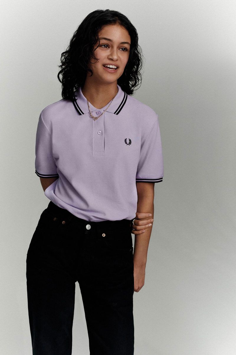 Women's Fred Perry G3600 Polo Shirts Purple | 7483605-DT