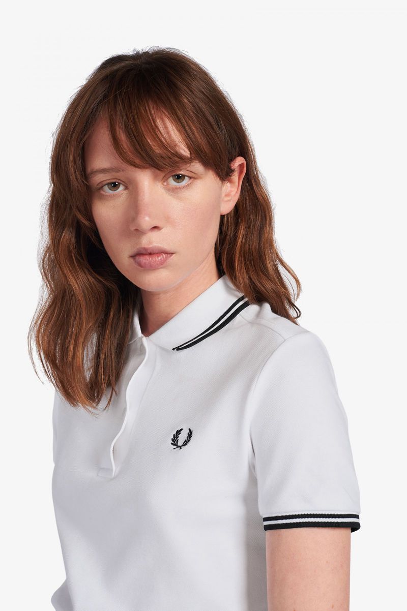 Women's Fred Perry G3600 Polo Shirts White | 2904153-FZ