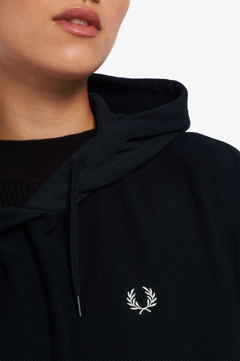 Women's Fred Perry Internal Detail Hooded Sweatshirts Black | 5210974-AV