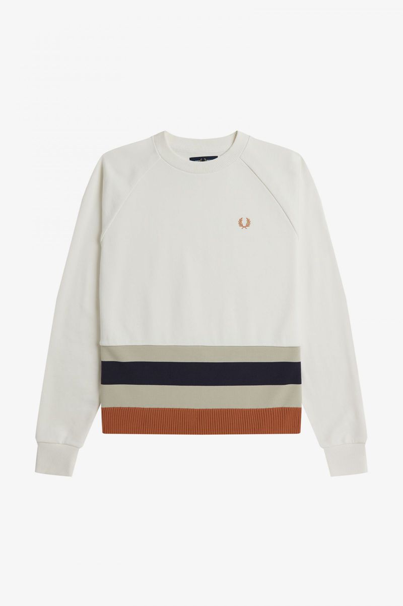 Women's Fred Perry Knitted Trim Sweatshirts White | 1025694-NF