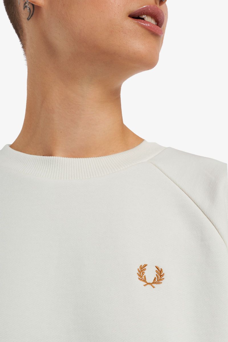 Women's Fred Perry Knitted Trim Sweatshirts White | 1025694-NF