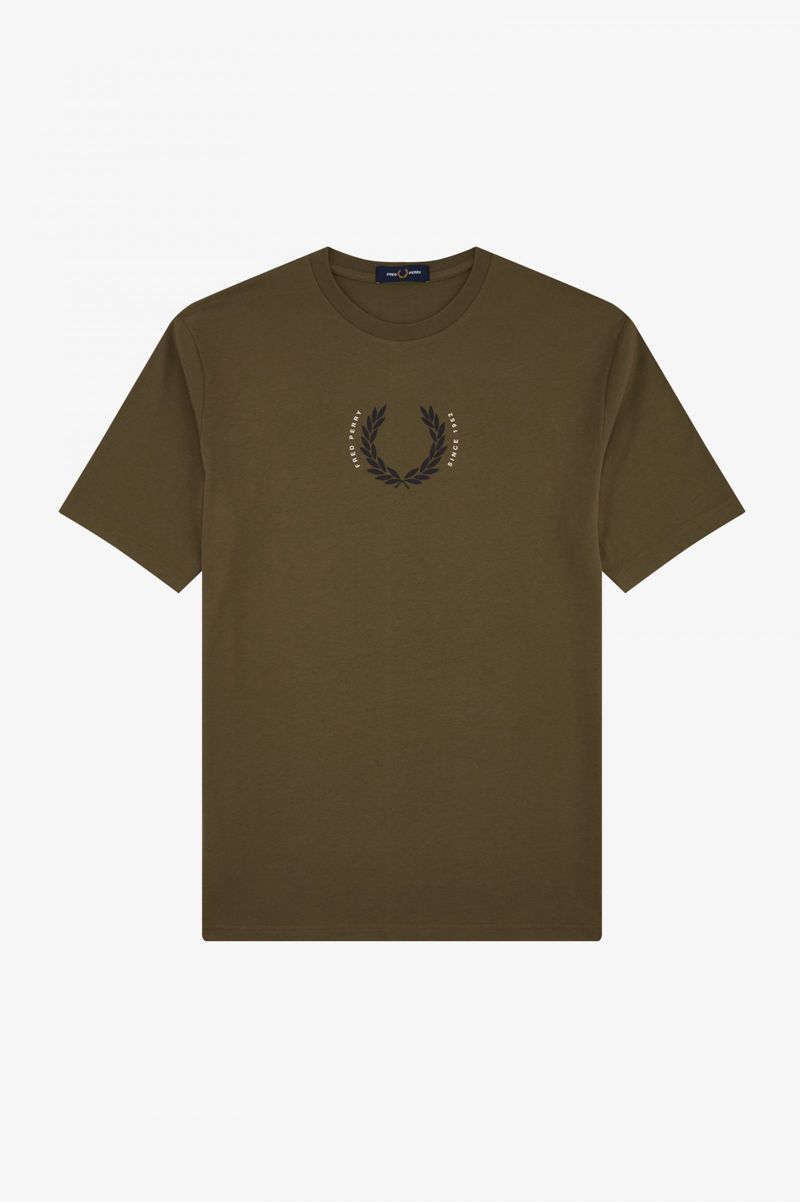 Women's Fred Perry Laurel Wreath T-Shirts Green | 2163854-DO