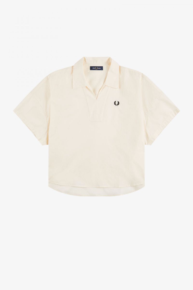 Women's Fred Perry Oversized Woven Shirts White | 1052349-QU