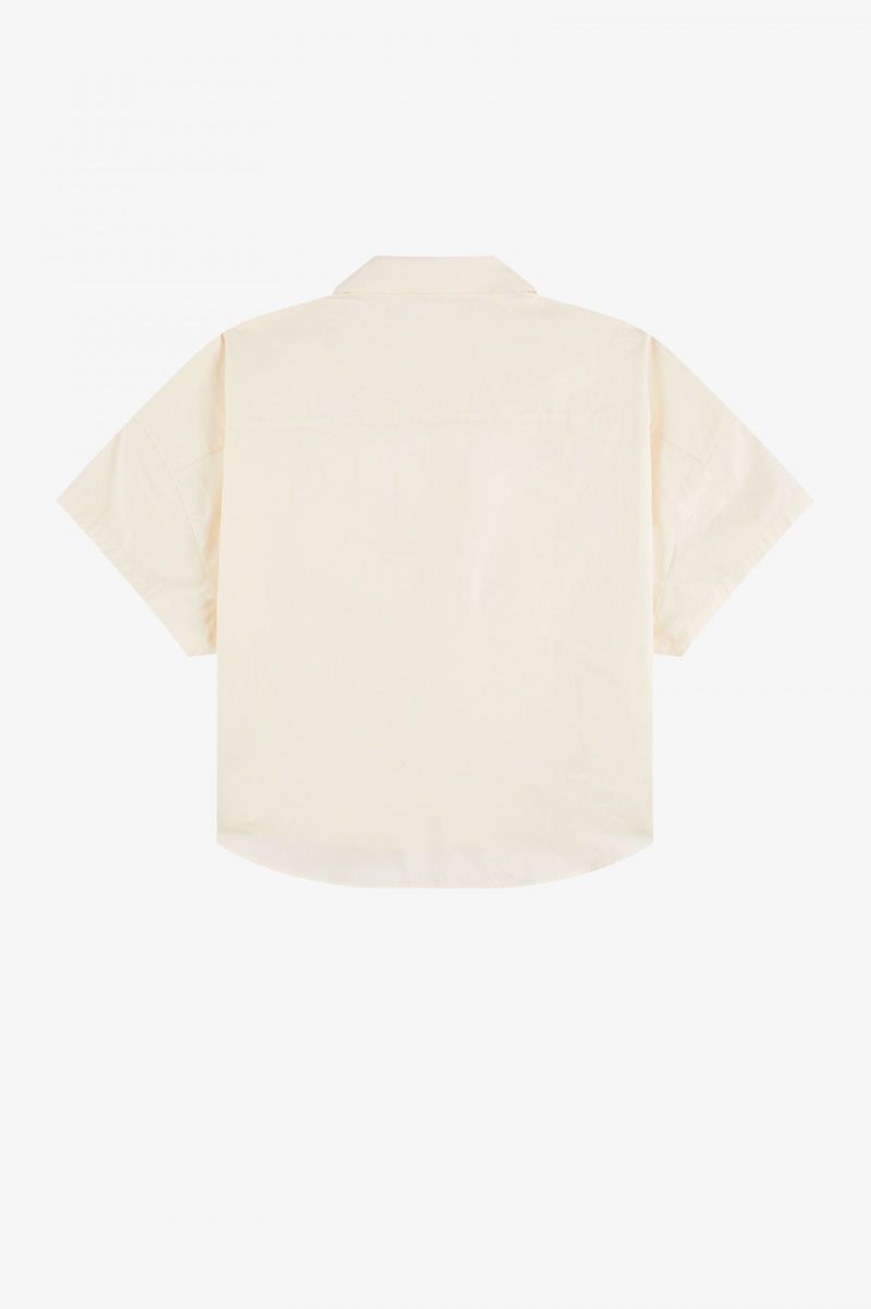 Women's Fred Perry Oversized Woven Shirts White | 1052349-QU