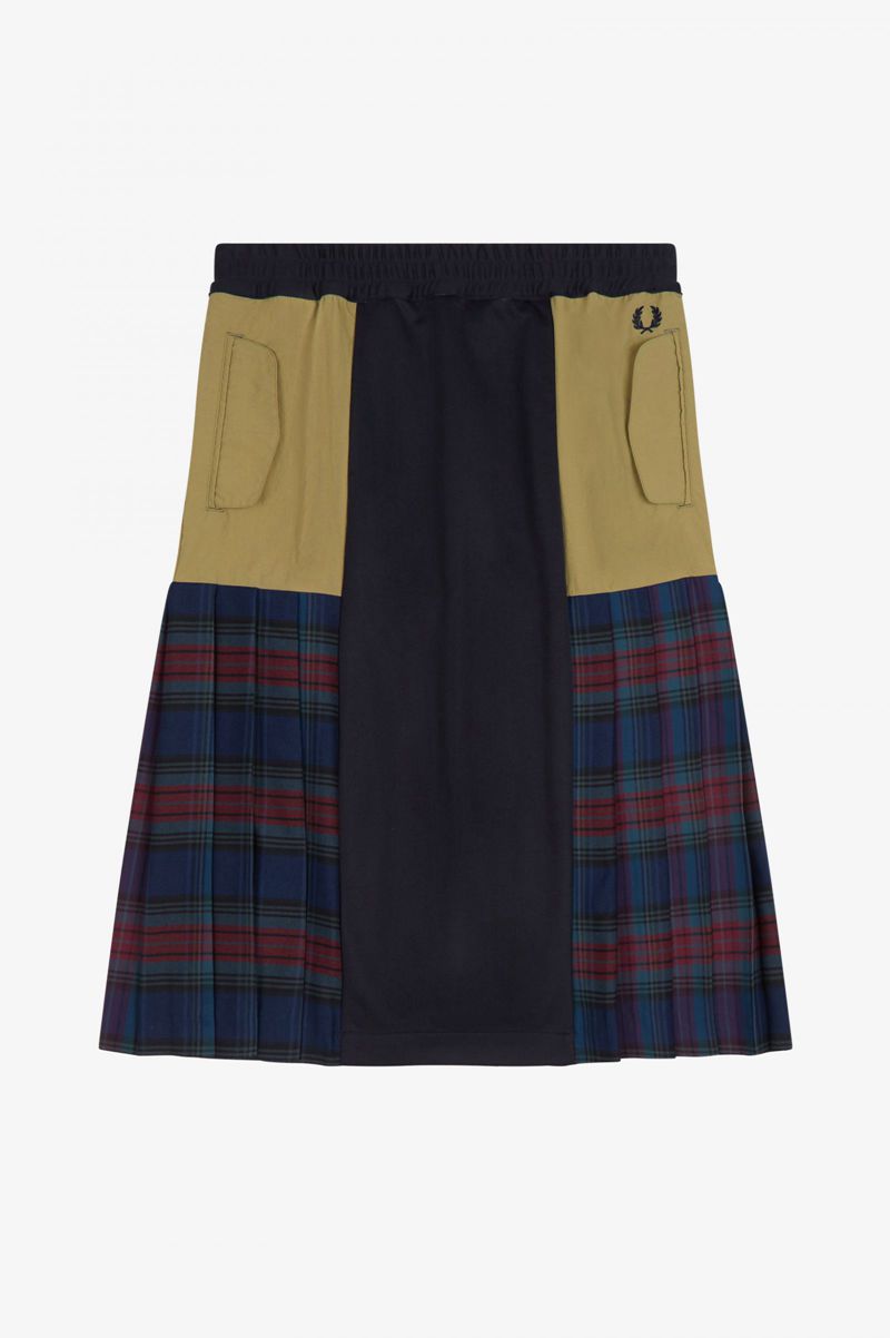 Women's Fred Perry Panelled Track Skirts Navy | 4175293-AS