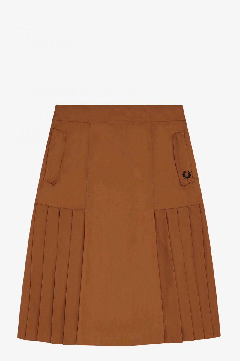 Women's Fred Perry Pleated Skirts Camel | 6973012-HY