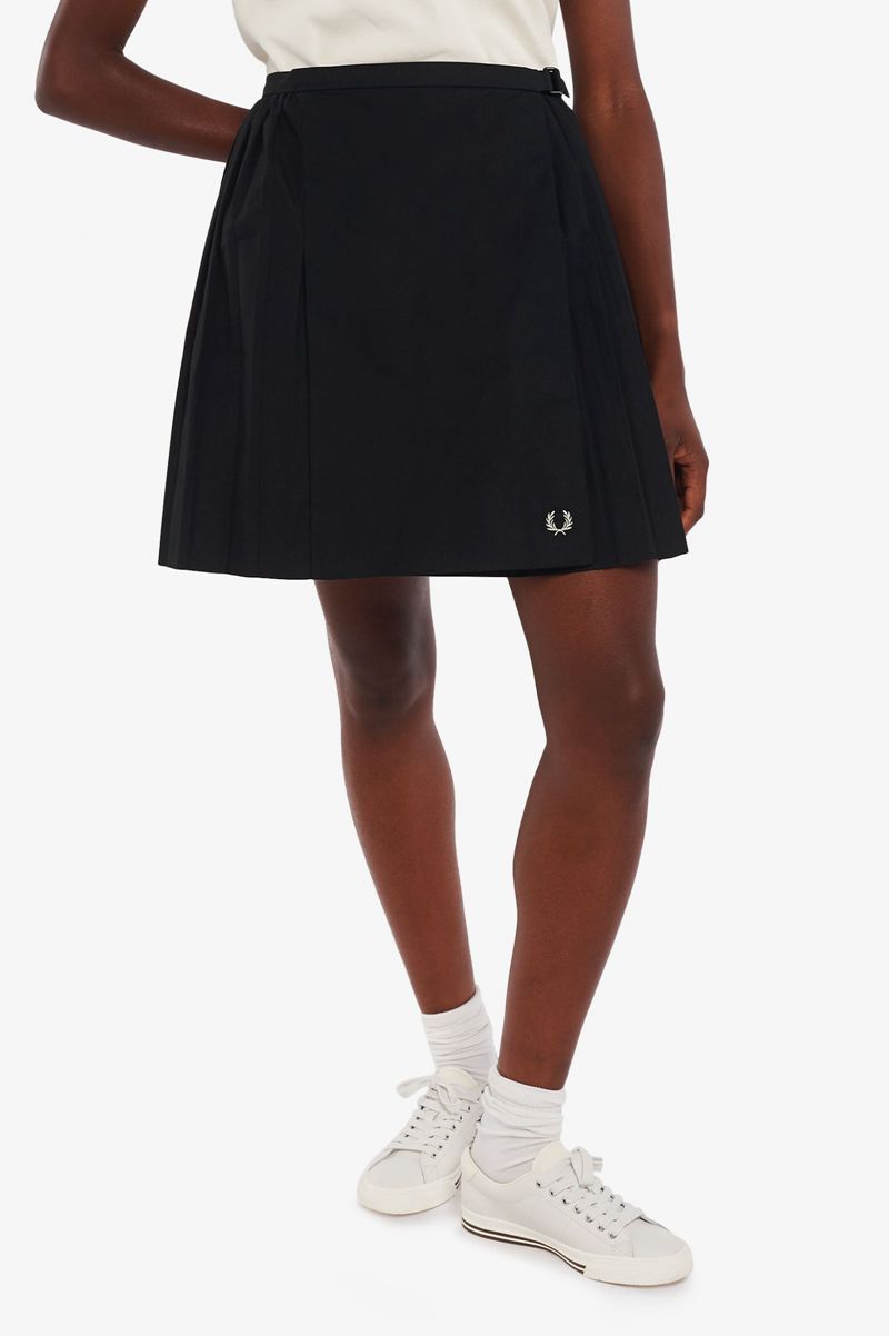 Women\'s Fred Perry Pleated Tennis Skirts Black | 2983540-YO