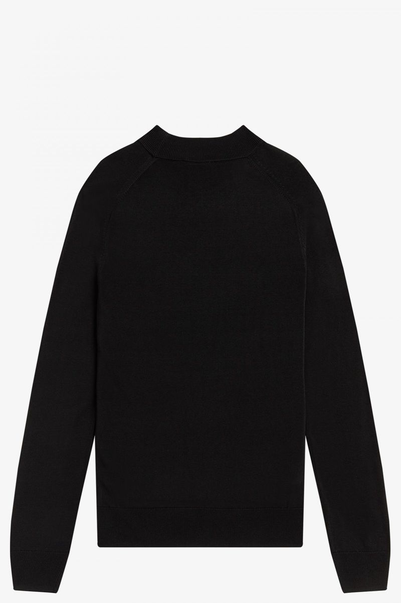 Women's Fred Perry Rib Detail Jumper Knitwear Black | 7039415-XG