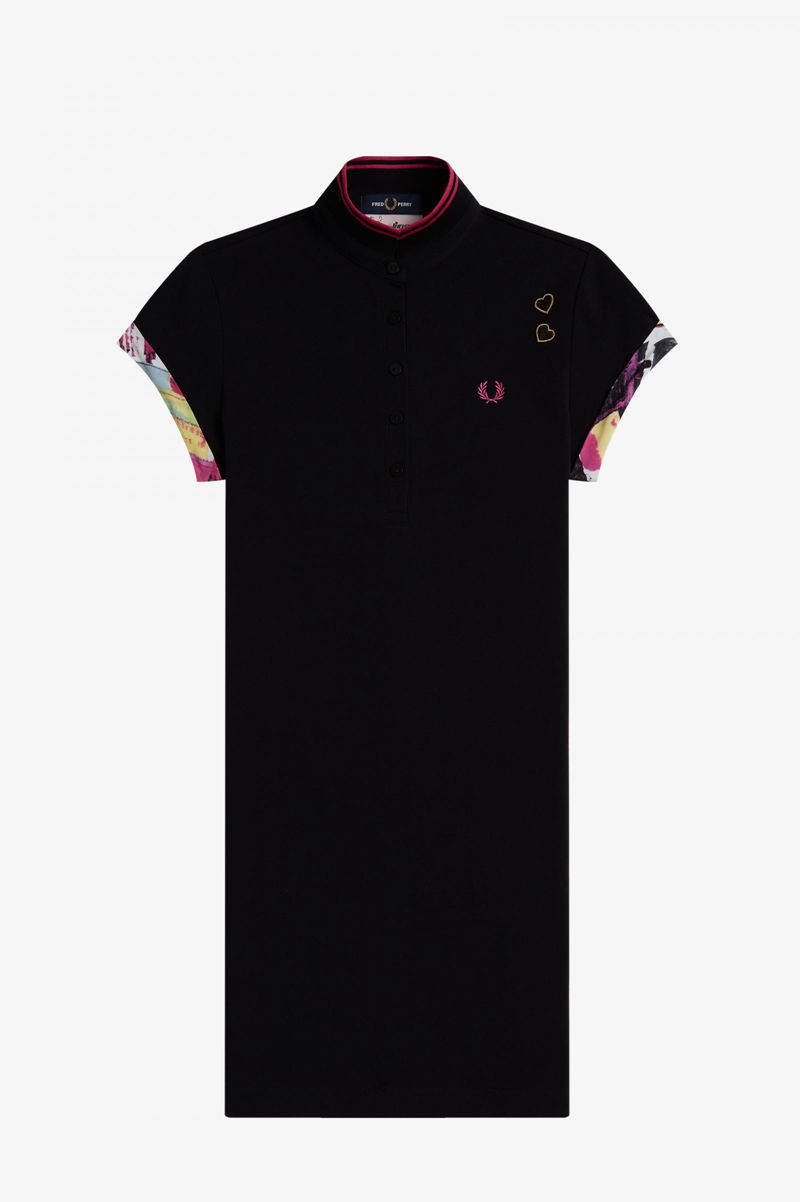 Women's Fred Perry SD3002 Dresses Black | 6254380-AL