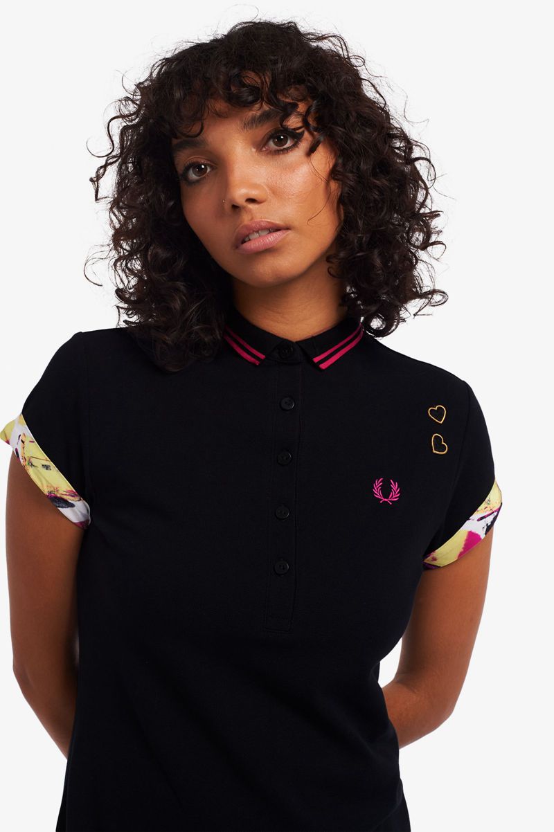 Women's Fred Perry SD3002 Dresses Black | 6254380-AL