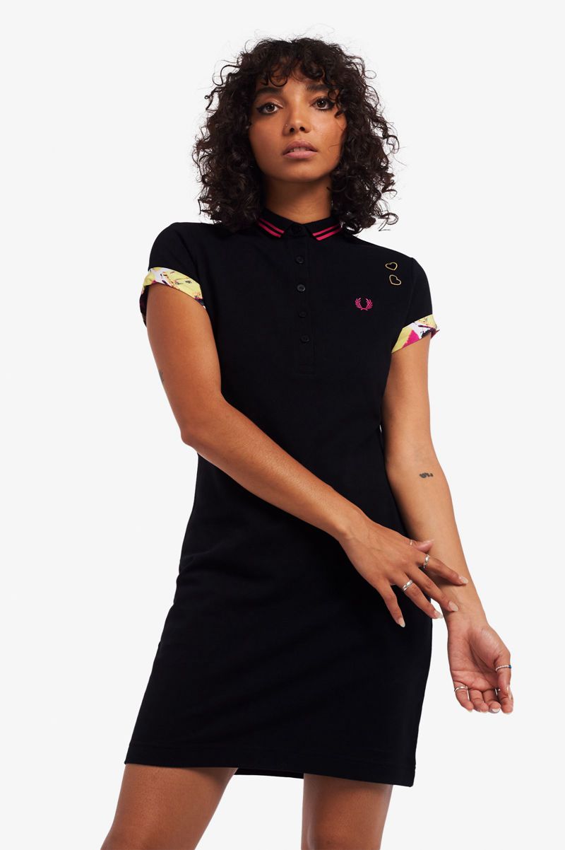 Women\'s Fred Perry SD3002 Dresses Black | 6254380-AL