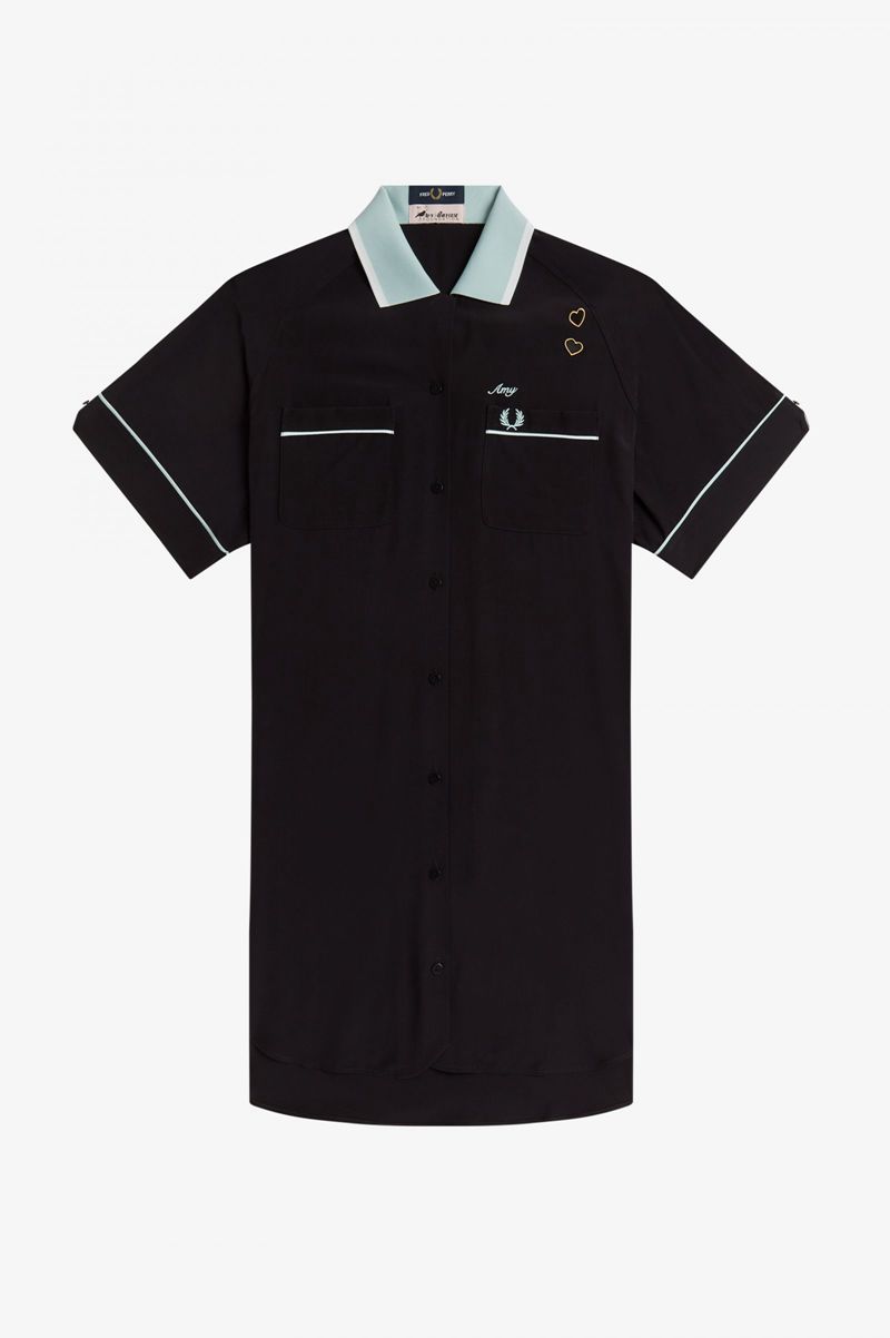 Women's Fred Perry SD3003 Dresses Black | 8923041-MN