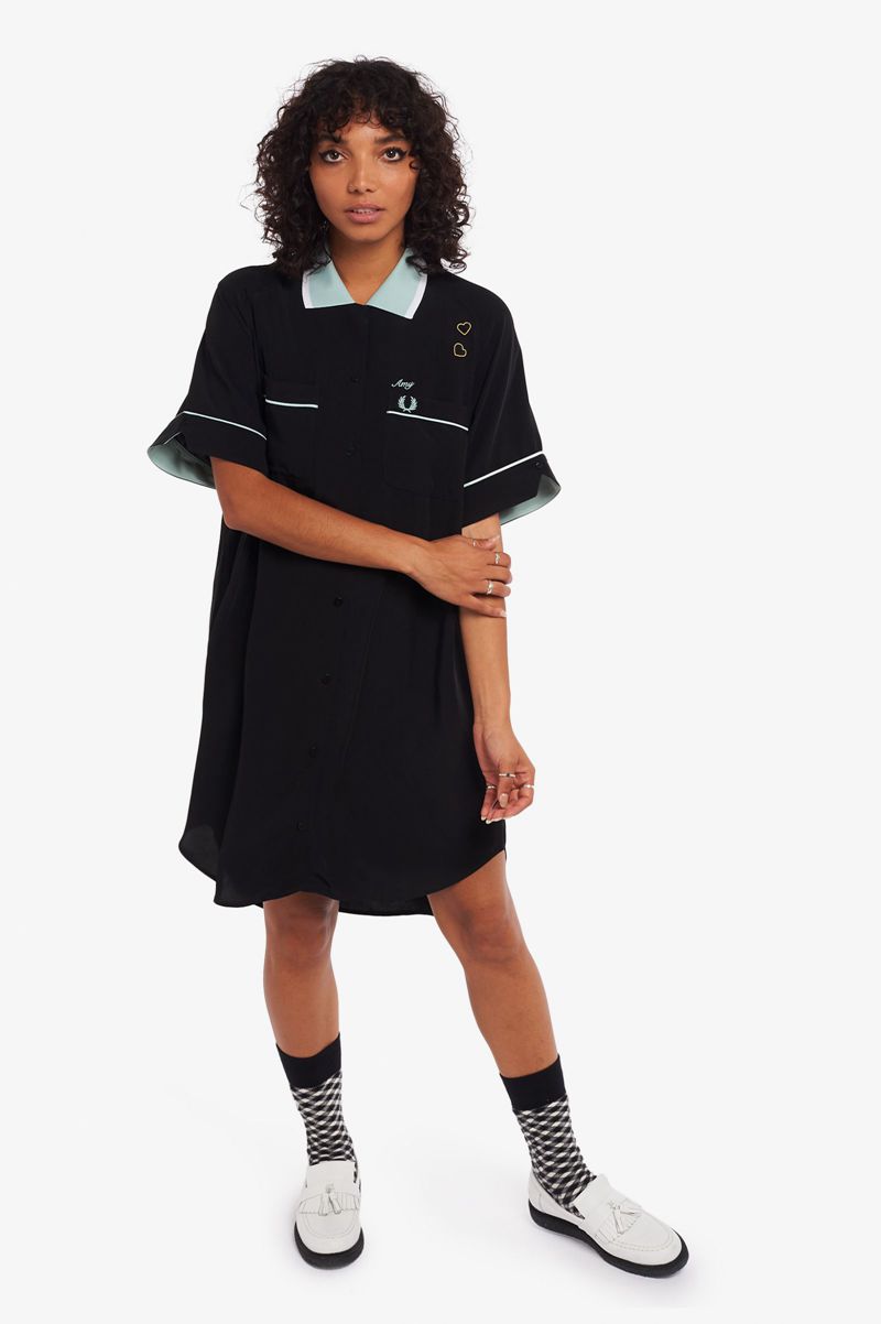 Women's Fred Perry SD3003 Dresses Black | 8923041-MN