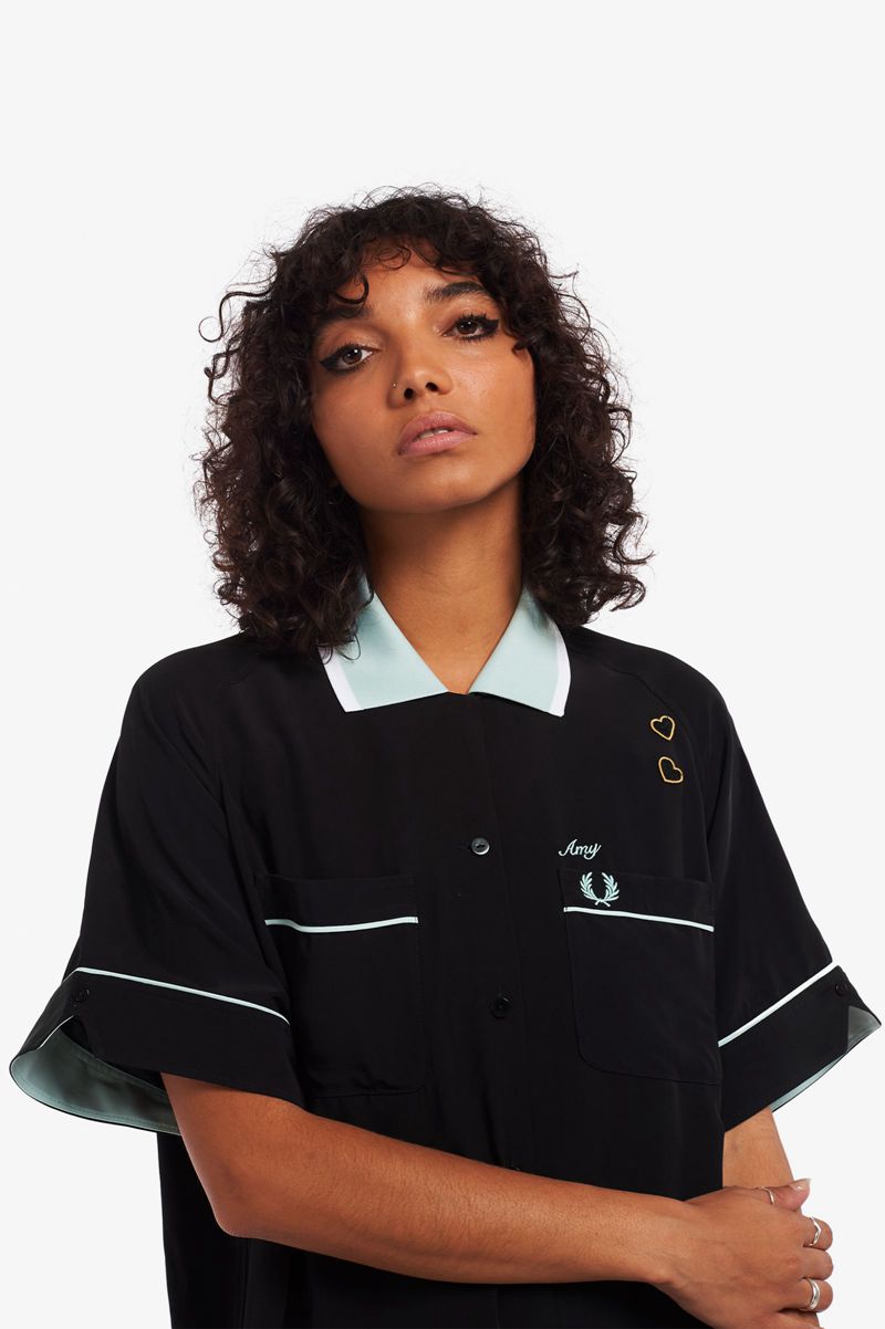 Women's Fred Perry SD3003 Dresses Black | 8923041-MN