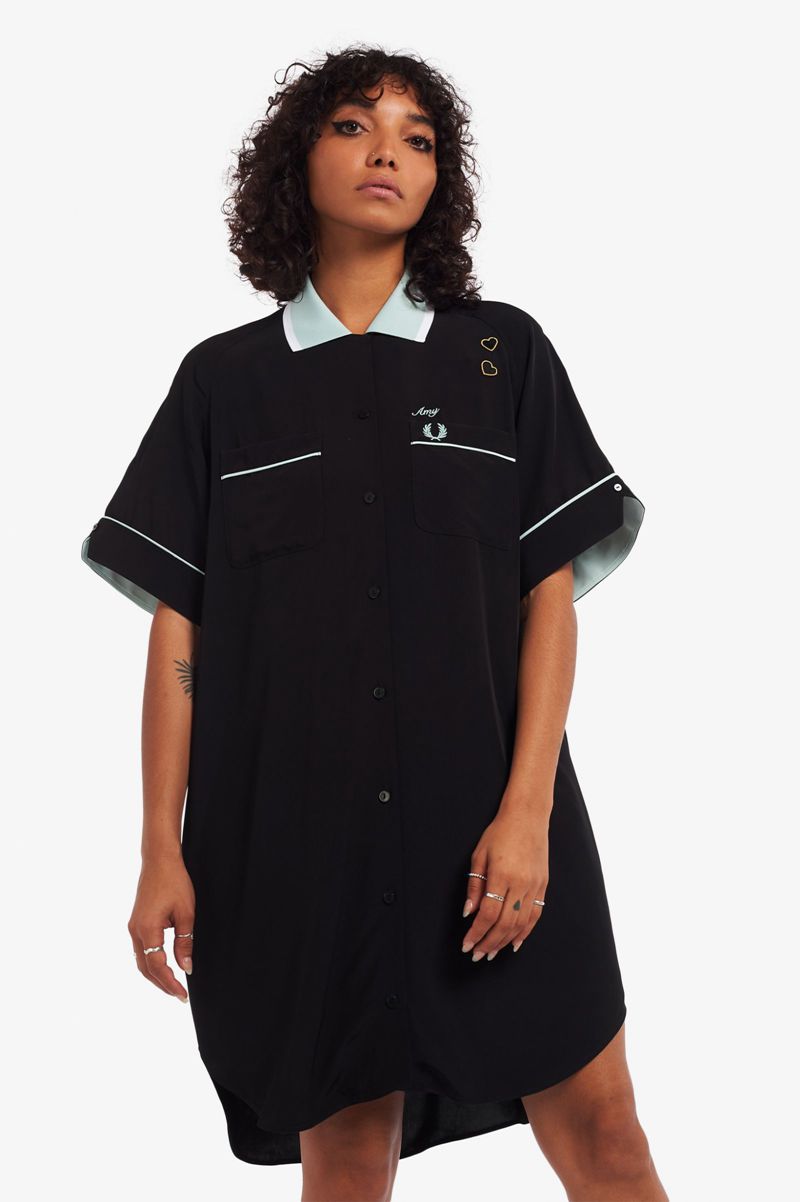 Women\'s Fred Perry SD3003 Dresses Black | 8923041-MN