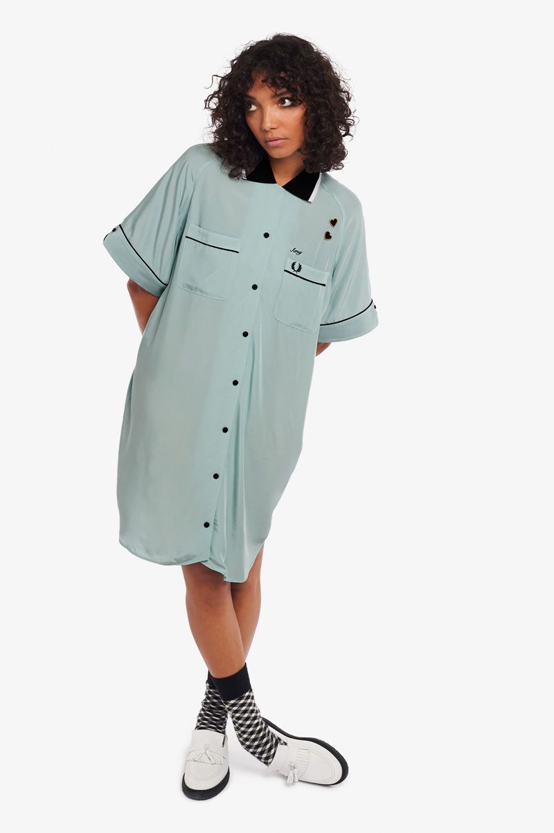 Women's Fred Perry SD3003 Dresses Blue | 4095768-VG