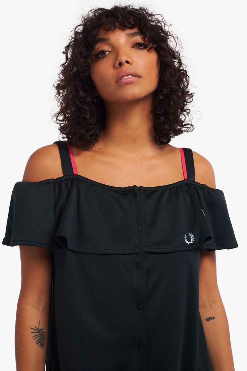 Women's Fred Perry SD3010 Dresses Black | 8975130-EY